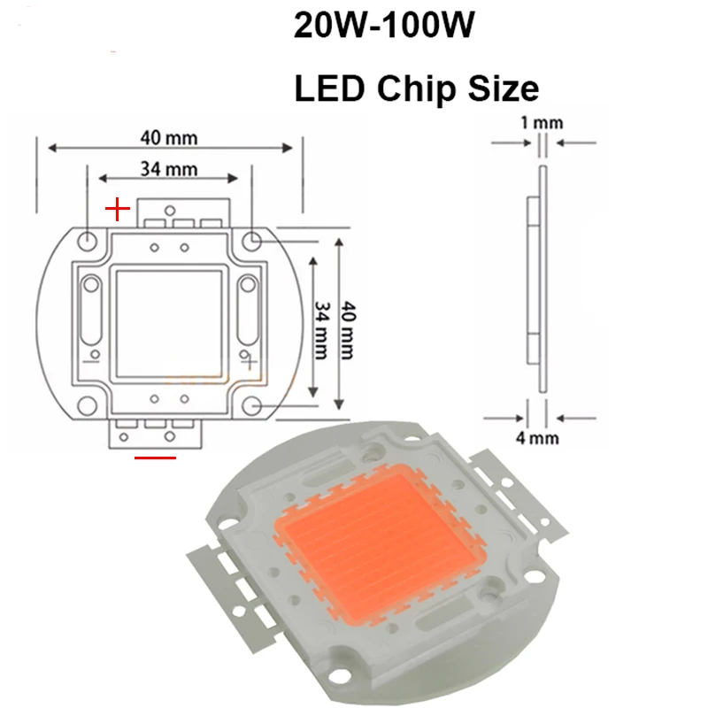 1 шт./лот высокая мощность 50 Вт 12 В LED Grow Chip полный спектр 380 ~ 840nm SMD 48 grow EPISLEDS