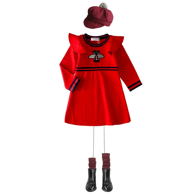 

2019 spring baby girls full dresses kids knee-length dresses for little girls children's clothing girls a-line dresses o-neck