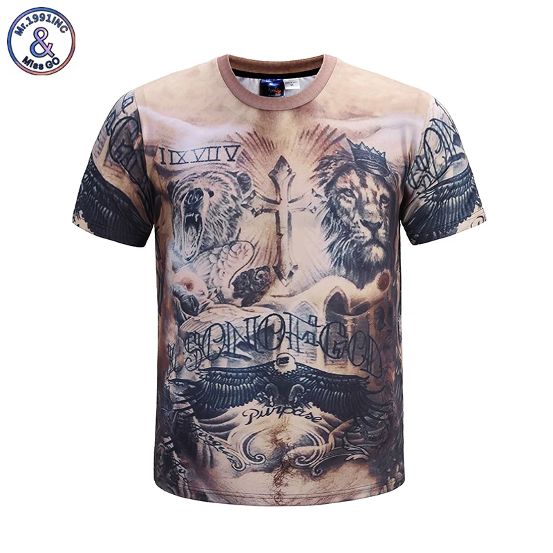 

Mr.1991INC Fashion New 3D T shirt Men Casual Tops Print Tatto Lion Bear Summer Short Sleeve Tee Shirt For Male Clothing