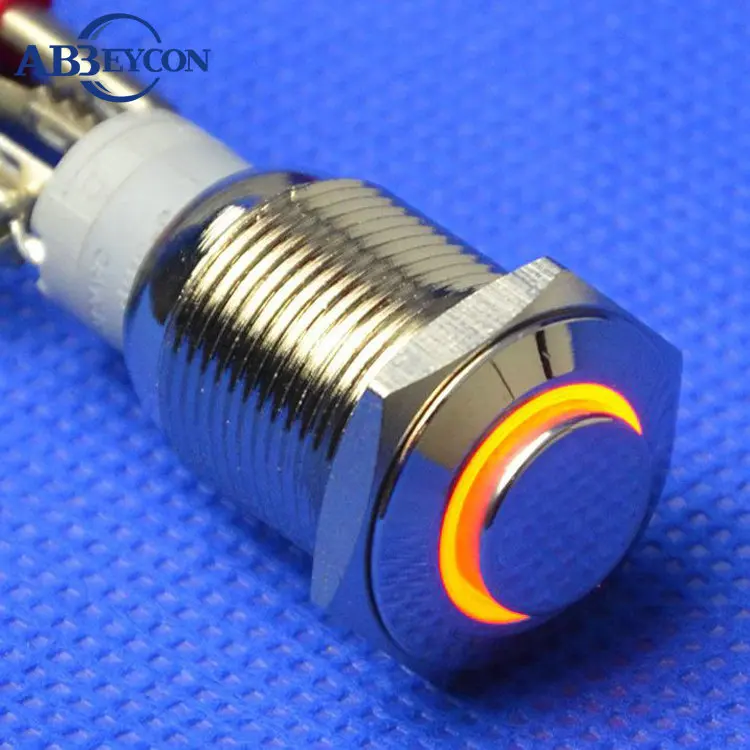 Metal Shell IP65 ON OFF Latching Function 16mm High Round Head Led Ring ...