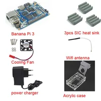2016 New BPI M3 Kit Banana Pi M3 board +Wifi antenna+Acrylic Case +Cooling fan+3pcs SIC heat sink+5V2A Power adapter