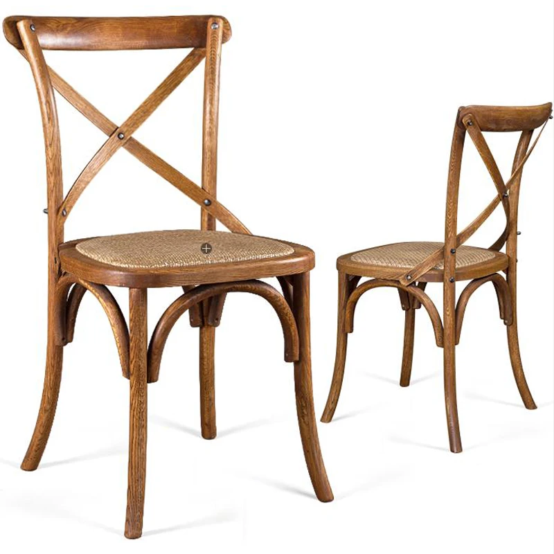 Silla de comedor de madera 100%, silla de roble antiguo, parte trasera