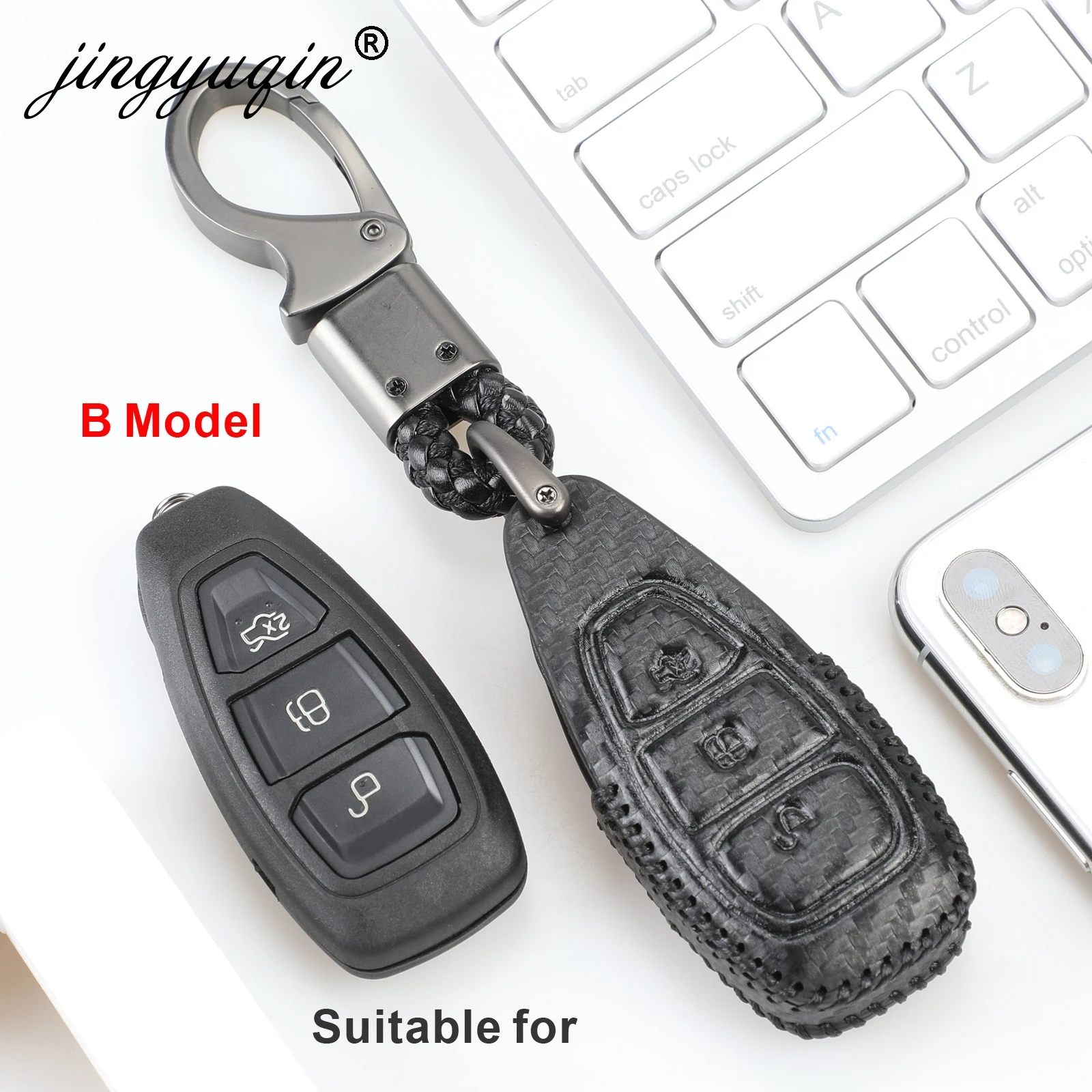 Generic Car Styling Leather Key Ring Cover Case Holder For Ford Best