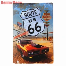Route 66 ретро металлические жестяные вывески домашний Автомобиль отель Декор декоративная металлическая стена наклейки Искусство ремесло винтажные наклейки доска 20*30 см N176