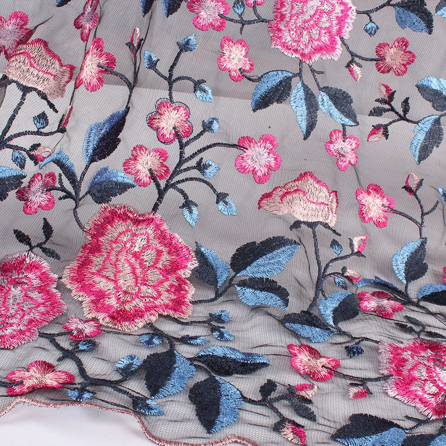 120 см красный розовый цветок пиона вышивка кружевная ткань чистая ткань цветочные женские платья материалы по двору