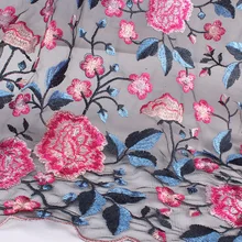 120 см красный розовый цветок пиона вышивка кружевная ткань чистая ткань цветочные женские платья материалы по двору