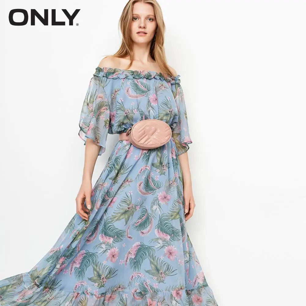

ONLY Spring Summer New Ruffled Floral Chiffon Dress |118207582
