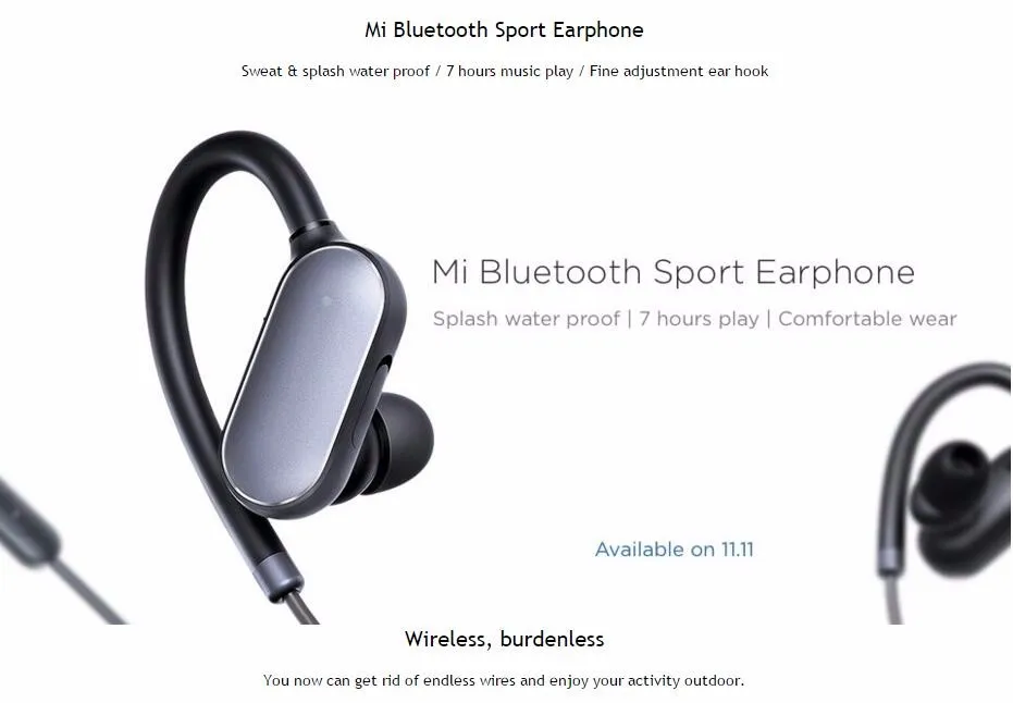 Xiaomi mi Спортивная bluetooth-гарнитура 4,1 музыкальные наушники mi c IPX4 Водонепроницаемый Беспроводной наушники для Xiaomi mi 6