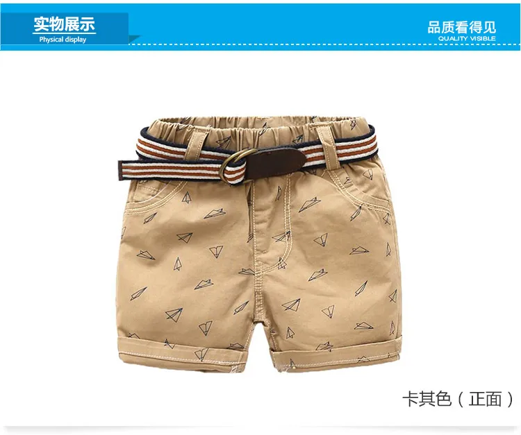 2018 Hot Summer Fashion 2-10 Years Children Kids Fly Paper Air Plane Print Pocket Above Knee Length Boys Short Pants With Belt (2)