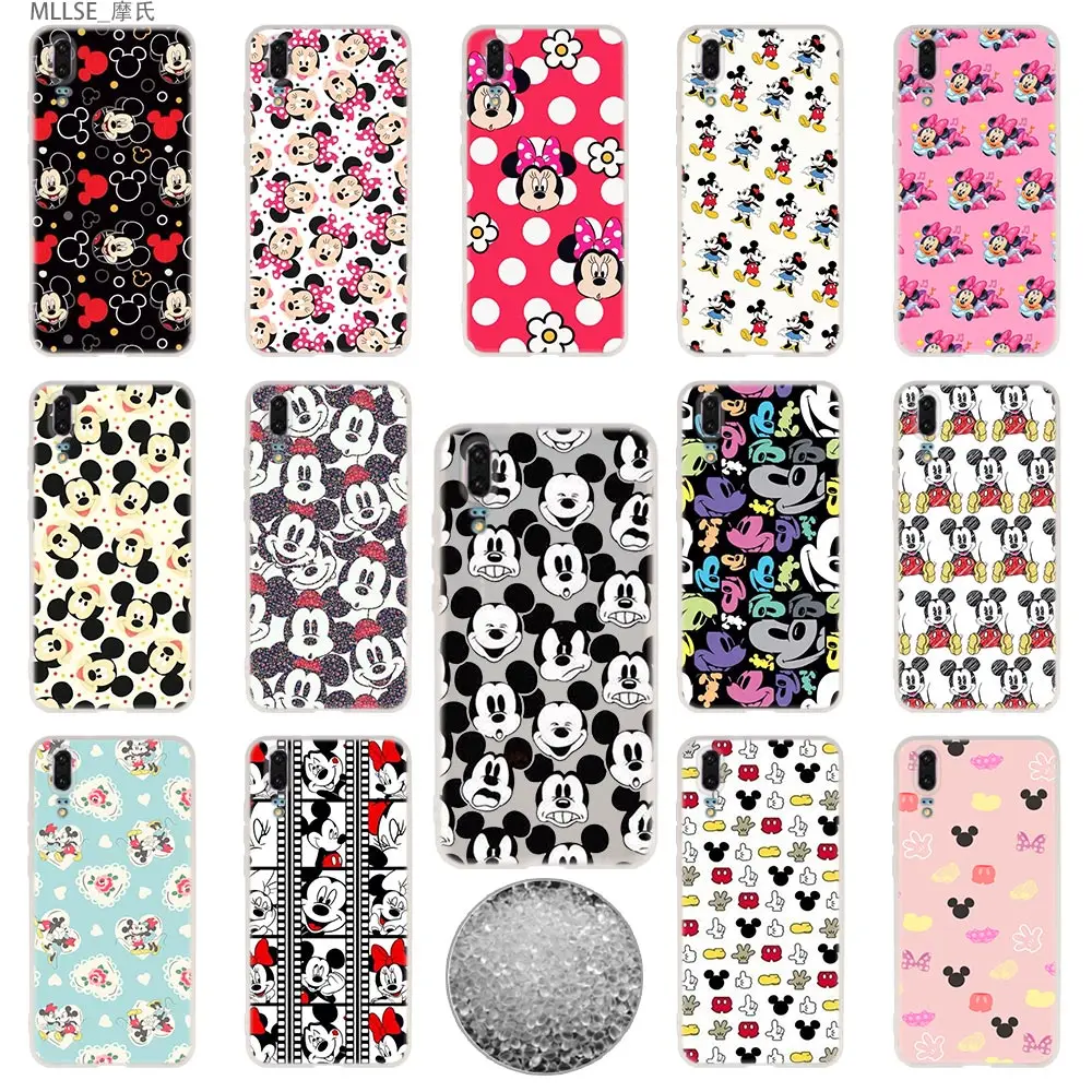 

Phone Cases Soft For Huawei P 20 pro P10 Plus P9 P8 lite 2017 P30 pro samrt 2019 Nova 3e Fashion Cartoon Lovers Mickey