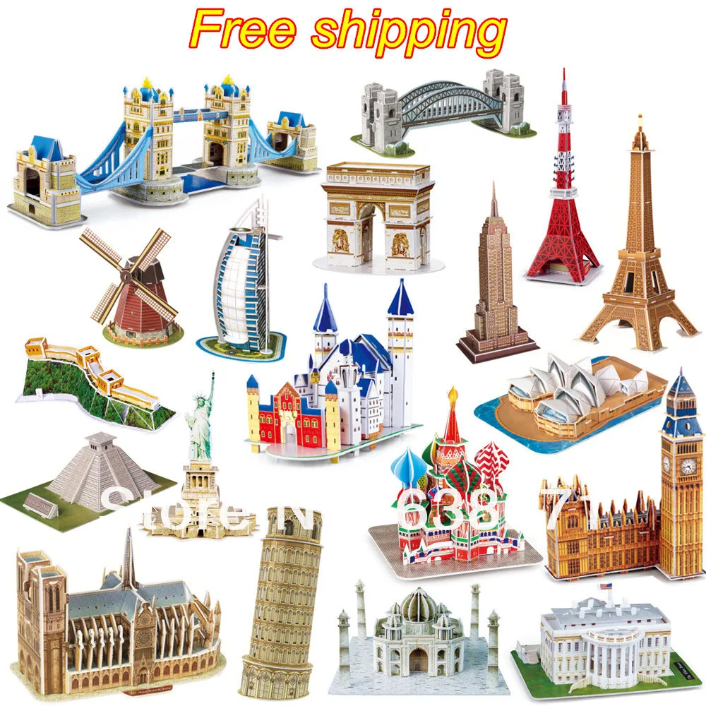

Hot sale Puzzle Toy 3D Jigsaw Puzzle Famous Building Model Puzzle for Kid's Educational Toy 23 style for selection