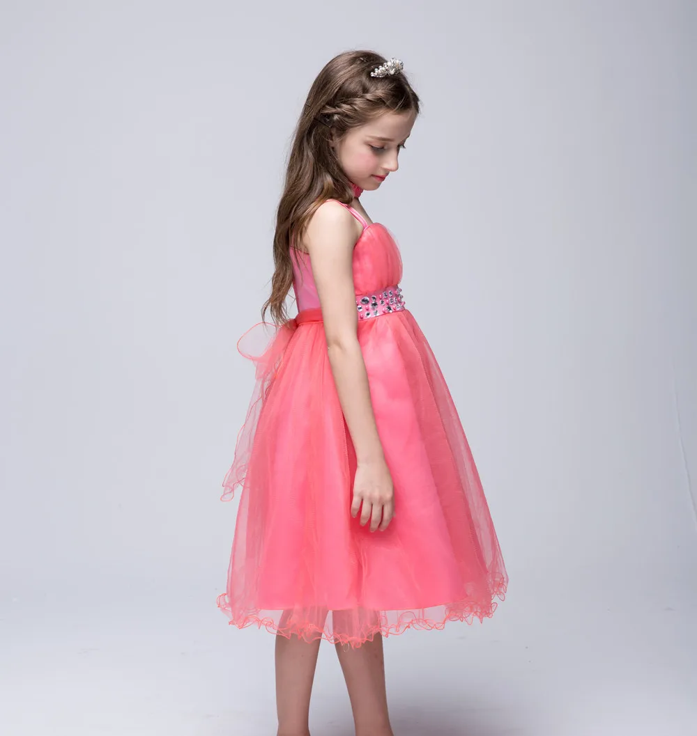 Новогодний высококачественный цветочный кружевной полый вечерний Выпускной костюм для маленьких девочек платье принцессы для детей От 3 до 14 лет CA693