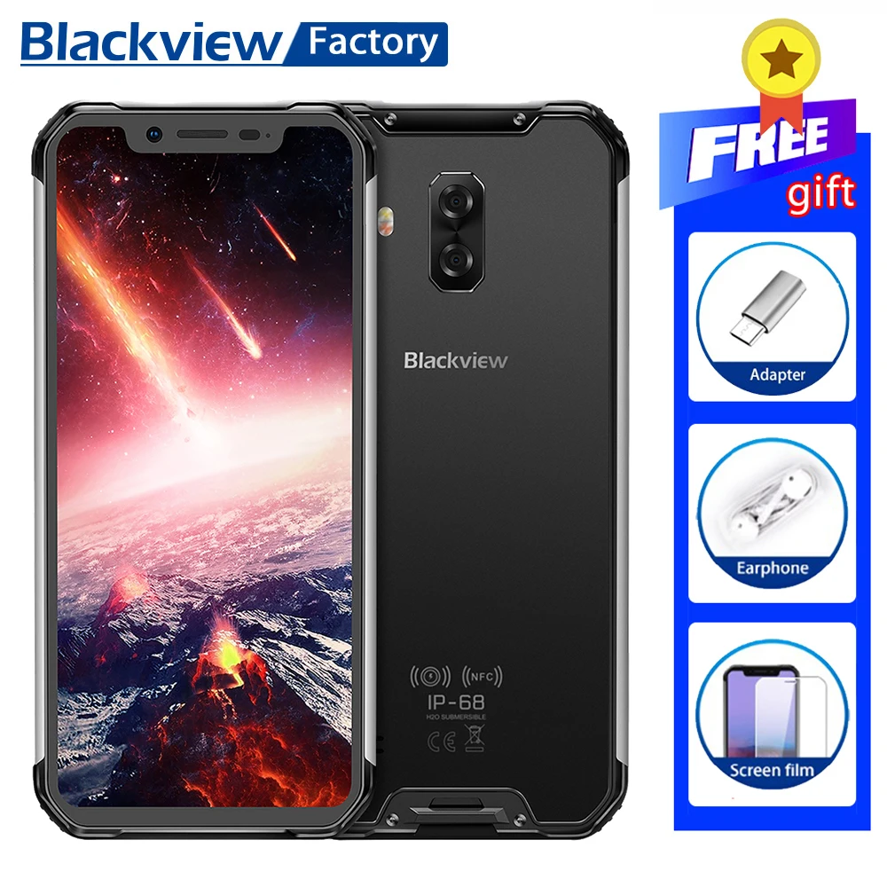 

BLACKVIEW BV9600 Pro IP68 6GB+128GB P70 Smartphone 16MP Face ID 6.21 inch FHD+ Wireless charge NFC 4G Android 9.0 mobile phone