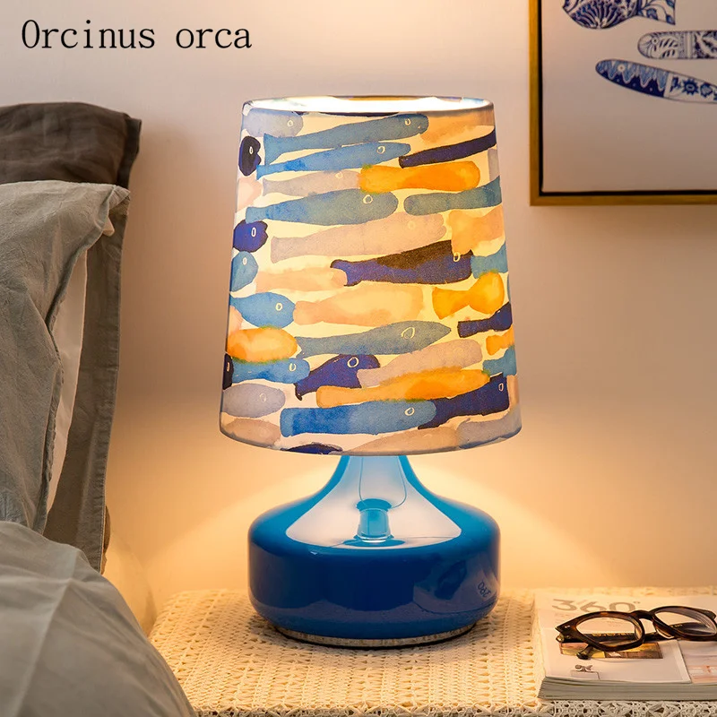 

Nordic modern simple color table lamp children's room Boy Girl Bedroom bedside lamp lovely cartoon cloth lamp free shipping