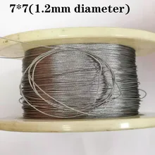 100 м 304 1,2 мм диаметр стальной трос из нержавеющей стали мягкий рыболовный подъемный кабель 7X7 структура 1,2 мм диаметр