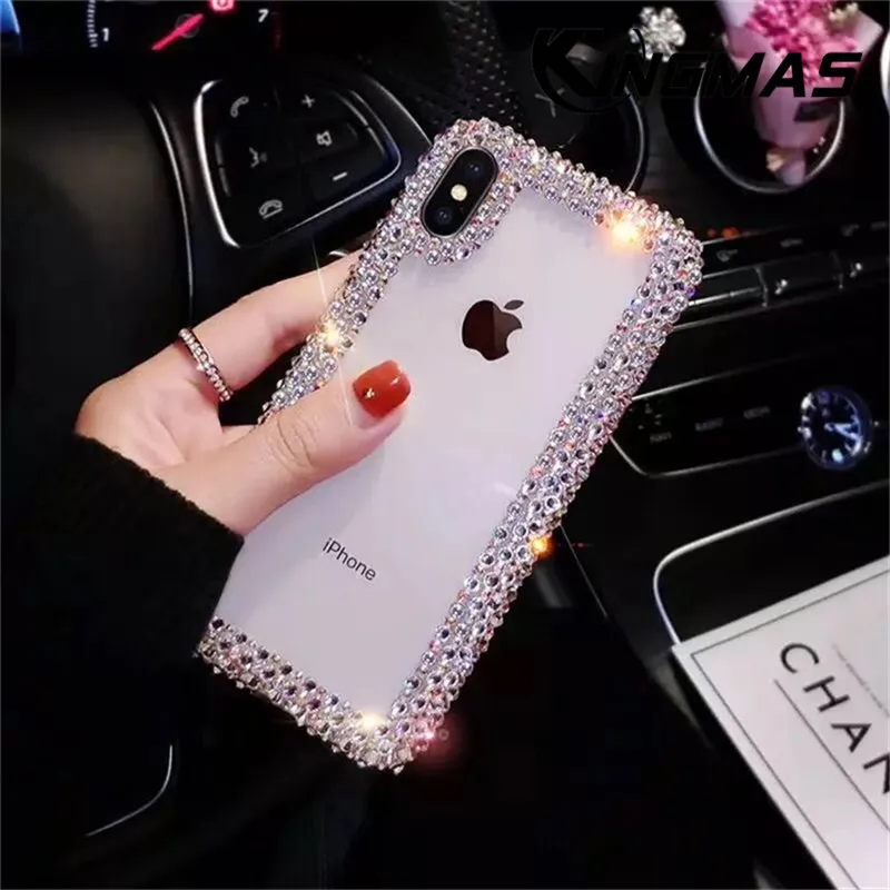 

Transparent diamond-encrusted mobile case for iPhone 6 6S 7 8 plus shiny phone case for iPhone X XS XR MAX soft plastic case