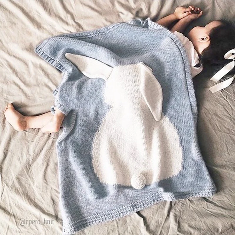 

Baby Blanket Cute Rabbit Gray For Bed Sofa Wool blanket Baby Clothing 73*105 Cobertores Mantas BedSpread Bath Towels