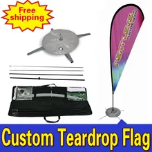 110cm*410cm Custom Flag Banners Double Side Printing Teardrop Banners Flags with Cross Water Bag Any Design Color Logo