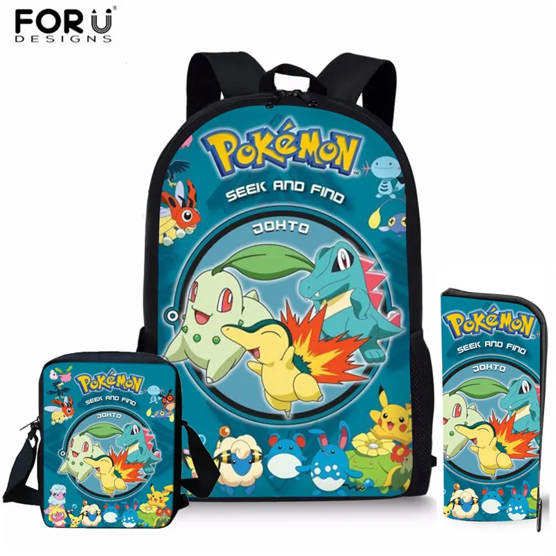 FORUDESIGNS/аниме рюкзак Pokemon Карманный Пикачу школьная сумка для девочек и мальчиков рюкзак для переноски детей Детский Рюкзак основной Sudent Рюкзак Книга сумка - Цвет: XM2710C-E-D