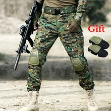 Уличные спортивные походные брюки мужские тактические тренировочные брюки мужские камуфляжные охотничьи брюки с наколенниками мужские военные армейские брюки