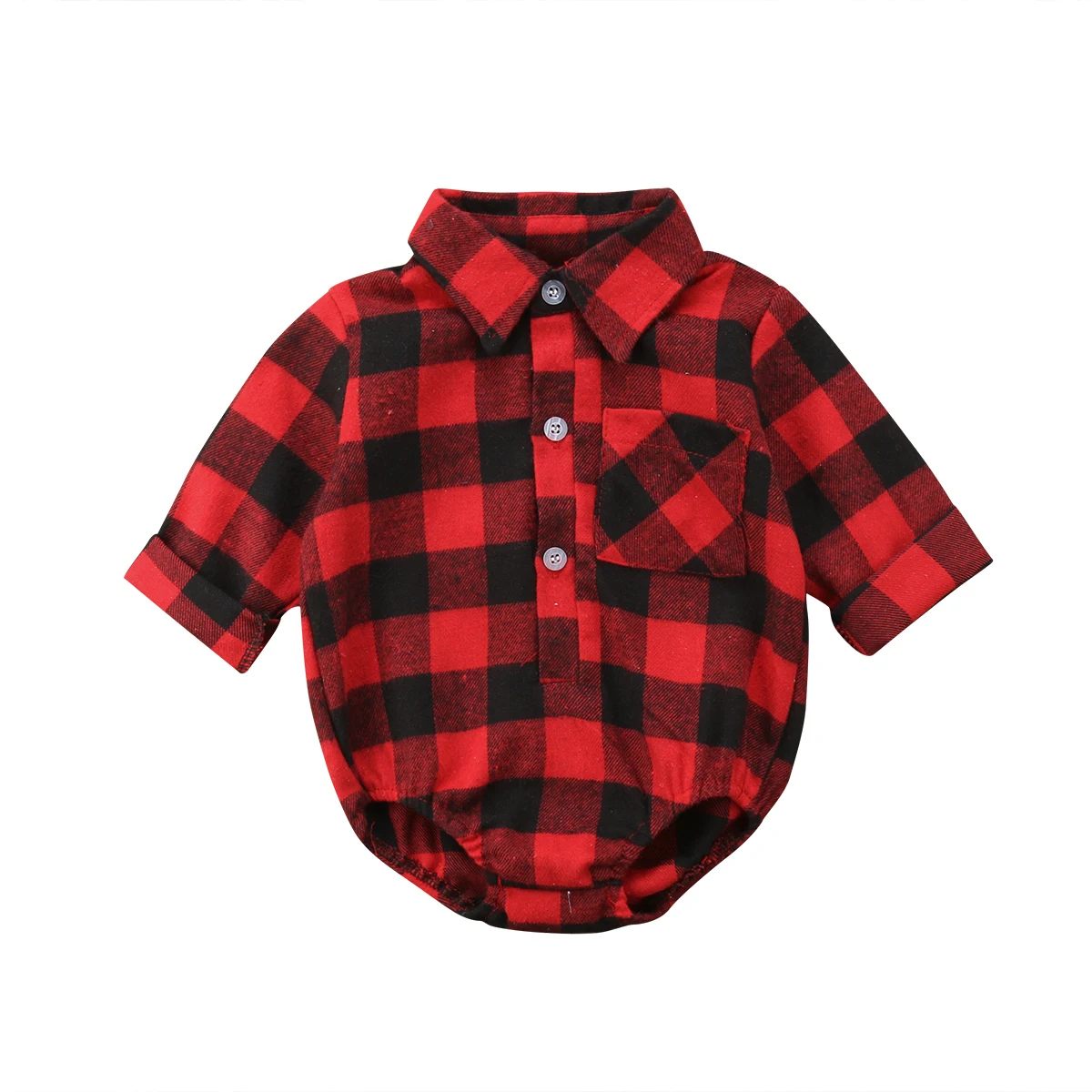 Lamuusaa Newborn Baby Girls Boys Christmas Outfits Long Sleeve Romper Plaid Elk Jumpsuit Hooded Bodysuit Xmas Clothes 0-24M