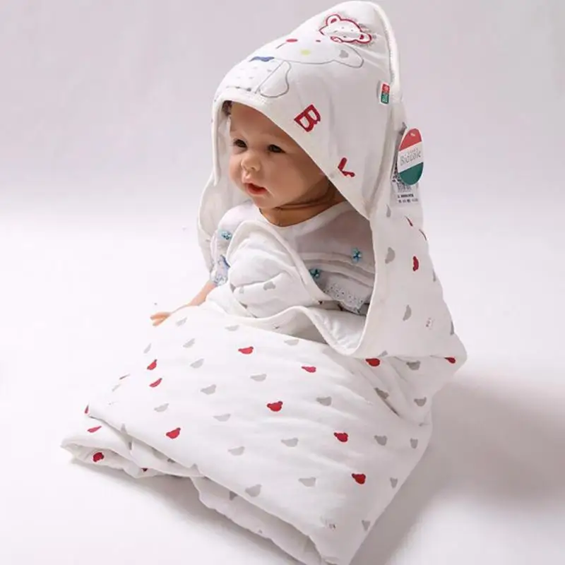 Bamboo fiber baby swaddle blankets Newborn wrap Soft infant hooded bathrobe bath towel receiving