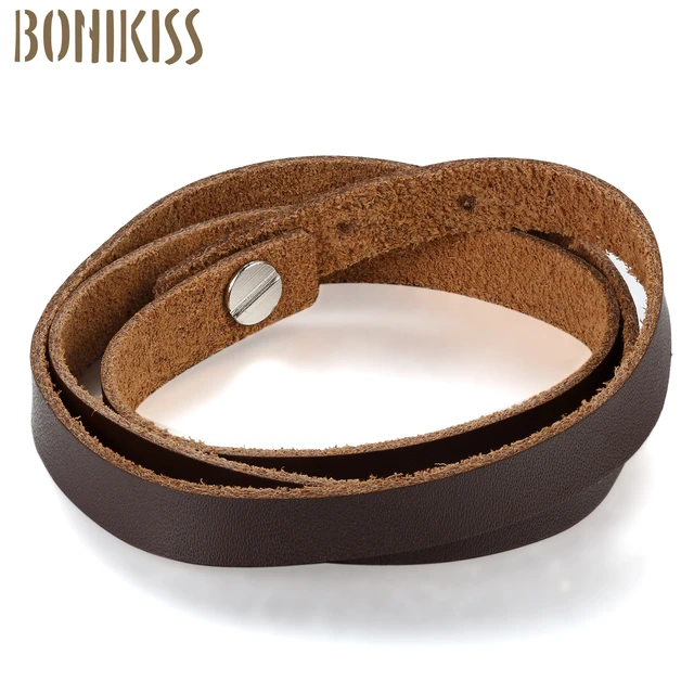 Fashion 4 Color Leather Strap Bracelet Multi Layer Easy Snap On Fashion 4 Color Leather Strap Bracelet Multi Layer Easy Snap On Adjule Coffee Red White Black