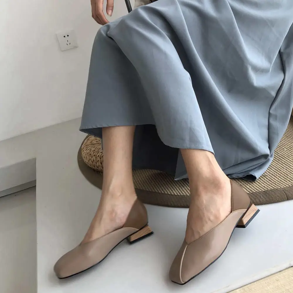 

Women Flats Soft Leather Square Toe Slip on Flat Spring Autumn Woman Casual Shoes Loafers Shallow Soft Zapatos Mujer