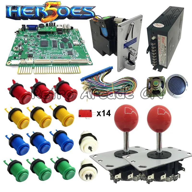 US $238.99 2sets Heroes 5 PCB arcade kit 2020 in 1 game Board with joystick Button Power Supply coin acceptor jamma for DIY cabinet machine