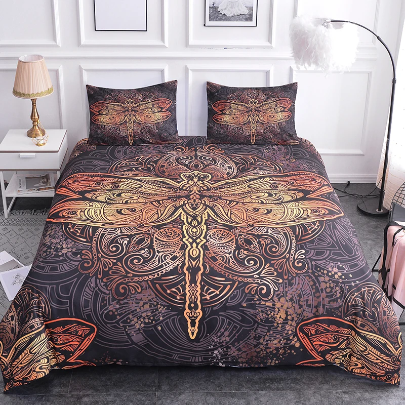 

Boniu Home Textiles 3d Animal Dragonfly Mandala Bedding Set 3pcs Soft Bed Cover Set King Sizes Duvet Cover with Pillow Cover