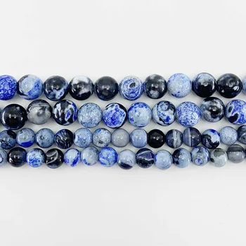 

1 strand/lot 6 8 10 mm Natural Stone Blue Flame Agates Bead Round Loose Spacer Beads For Jewelry Making Findings DIY Bracelet