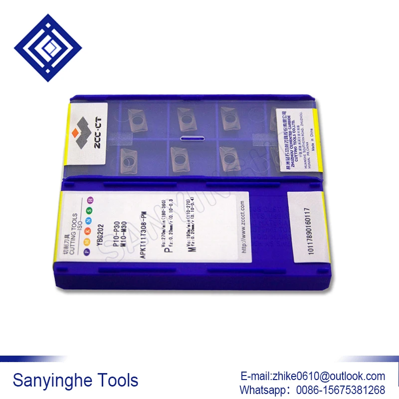 

free shipping ZCCCT 10pcs/lots APKT11T304-PM APKT11T308-PM APKT11T312-PM YBG202 YBG302 cnc carbide milling insert