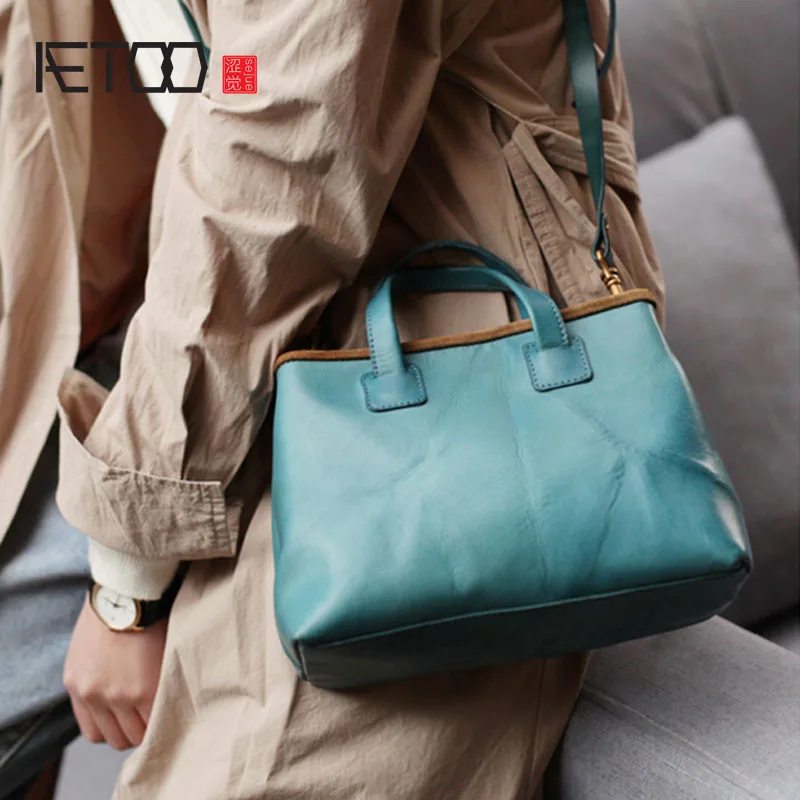 

AETOO Crossbody satchel, teen retro simple little tot bag, handmade cowhide female bag