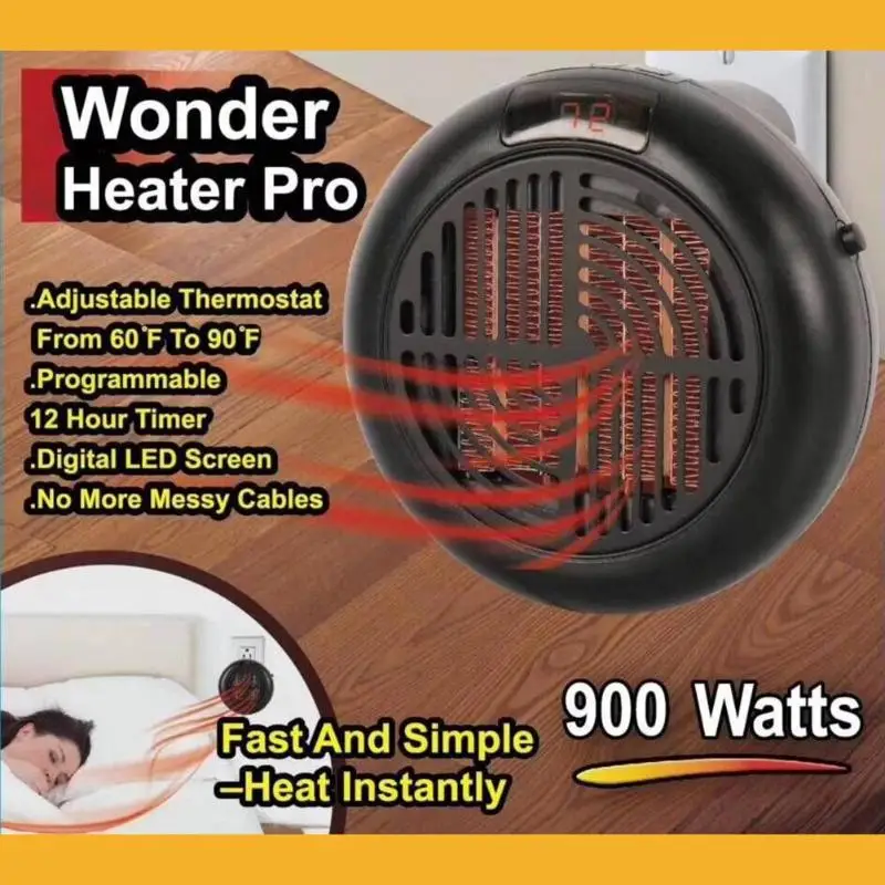 

900W Electric Heater Round Mini Fan Heater Desktop Household Wall Hanging Handy Radiator Warmer Machine for Winter