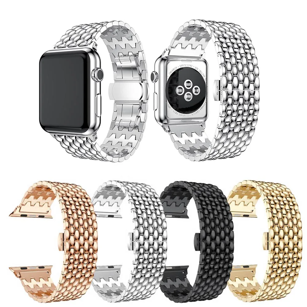

Gold Metal Steel Watchband 42/44mm Replacement Bracelet Watch Band Strap Business Style Wrist Band For Apple Watch 4 Colors