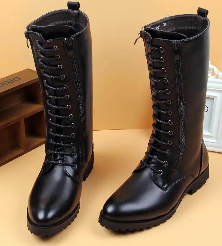 2019 высокие сапоги на шнуровке мужские черные военные сапоги из натуральной коровьей кожи мужские длинные непромокаемые зимние сапоги для