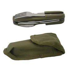 Outdoor Folding Tableware Multi-functional Portable Camping Survival Stainless Tool Knife and Forks Camping Hiking Pocket Picnic