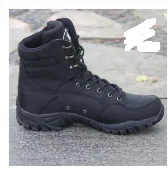 Армейские ботинки; воздухопроницаемые ботинки для безопасности; спецназ 07; военные тактические водонепроницаемые ботинки с высоким берцем; ультралегкие походные ботинки для пустыни - Цвет: Черный