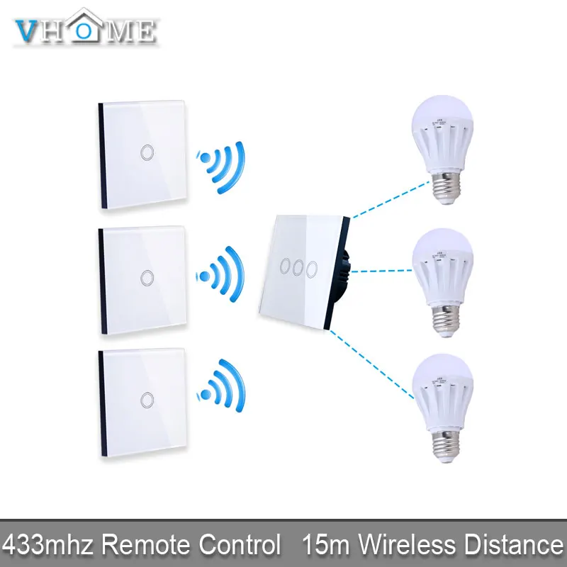  Vhome RF 433MHZ wireless remote control smart Switches Switch shape control for Touch switches gara - 32866691873