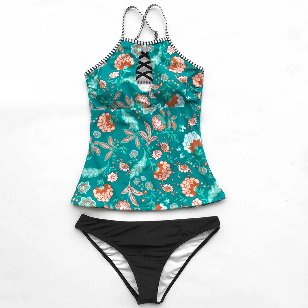 Cupshe Sun Valley Tankini Bikini Set Triangle Swimsuit Bathing Suit
