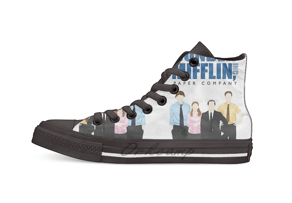 

Dunder Mifflin Paper Company The Office Unisex High Top Canvas flat Casual Custom shoes Drop Shipping