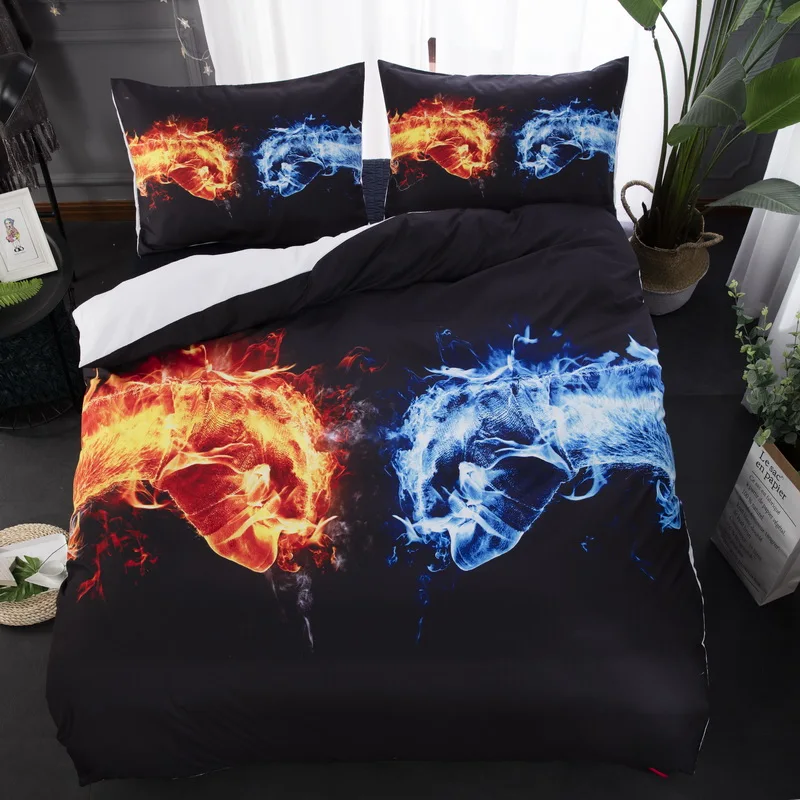 3d Fire Water Fist Boxing Print Boys Duvet Cover Fire Water Tai