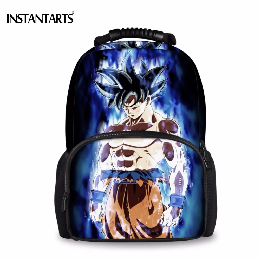 

INSTANTARTS Cool 3D Anime Dragon Ball Super Z College Students Felt Backpacks Blue Character Son Goku Vegeta Printing Rucksacks