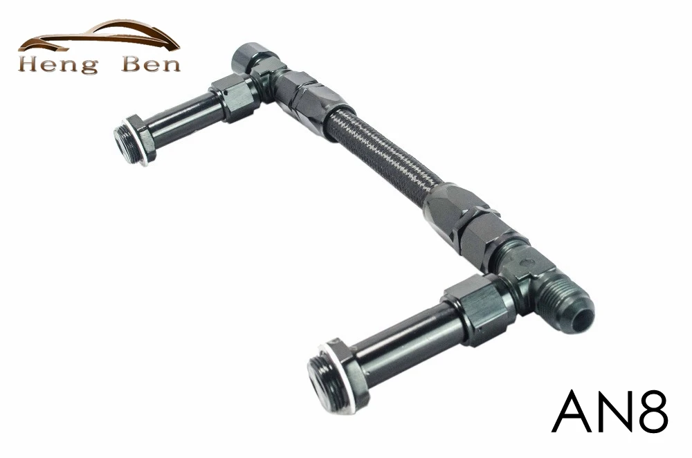 HB 8 AN Holley 4150 Dual Feed Fuel Line Kit Carb Black Fittings Braid