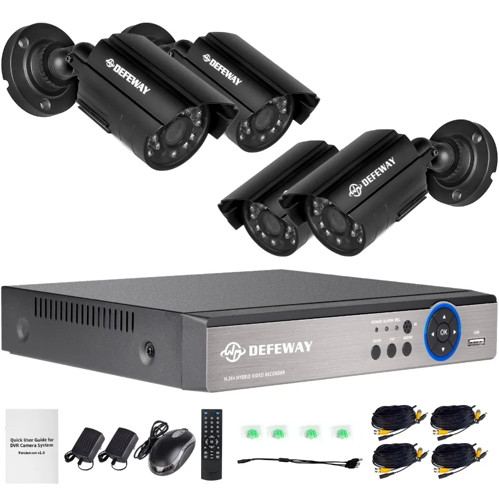 DEFEWAY 4CH 1080P Output Onvif DVR Waterproof 1200TVL font b Night b font font b Vision