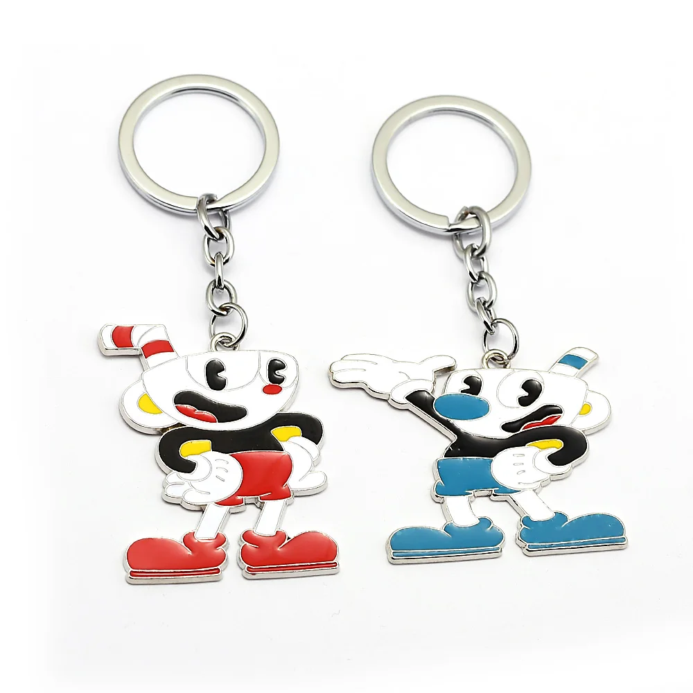 

Cuphead Keychain Metal Cup Head Key Ring Car keychain Holder Anime Figure Key Chains For Men Women Llavero