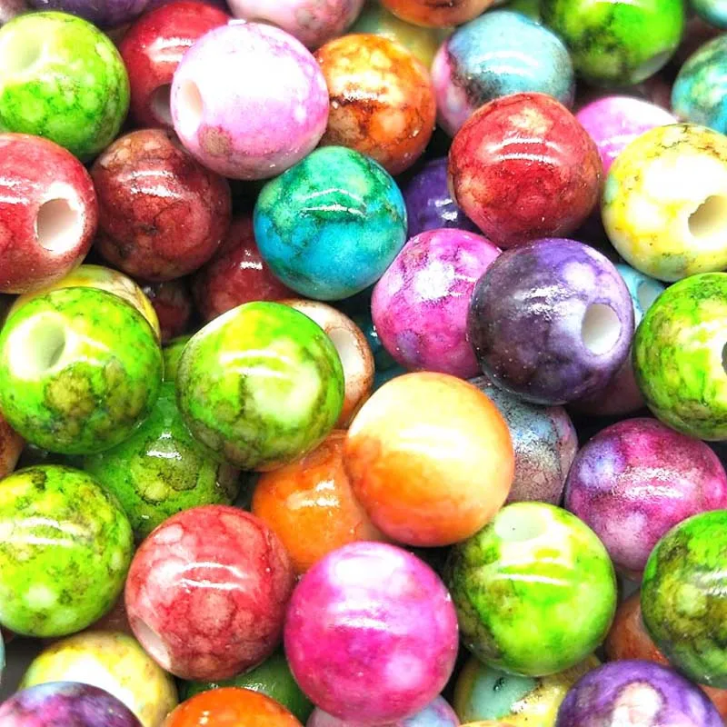 

100/50pcs/Lot 8/10mm DIY Round Acrylic Beads For Necklace Bracelet Charms Jewelry Make Wholesale Color Random Delivery