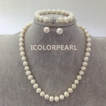 

WEICOLOR Best Price For 20" Long 9-9.5MM Nearround White Real Natural Freshwater Pearl Sets. Long Enough for All Ladies!
