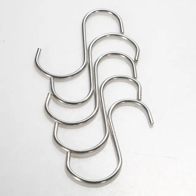 AsyPets 5pcs Stainless Steel Hooks S Shape Small Round Hooks 25in
