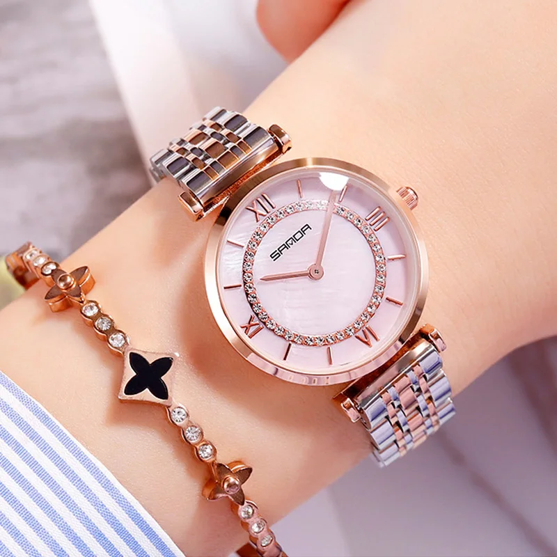 

Elegant Luxury Stainless Steel Watch Women Quartz Gold Crystal Diamond Bracelet Casual Ladies Watch Waterproof relogio feminino